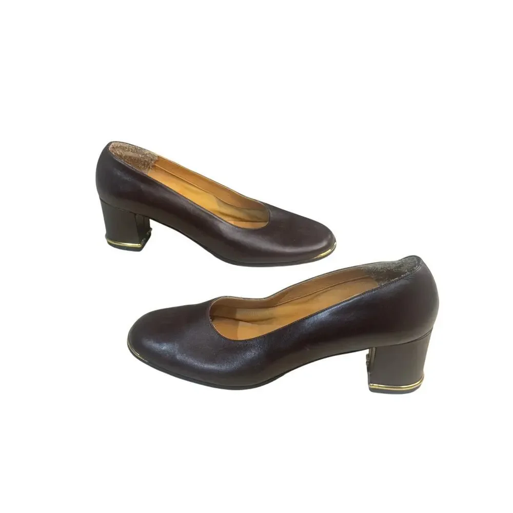 Vintage garfinckels leather block heel size 9